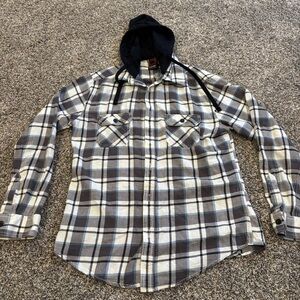 Hawk Plaid Hooded Flannel Shirt